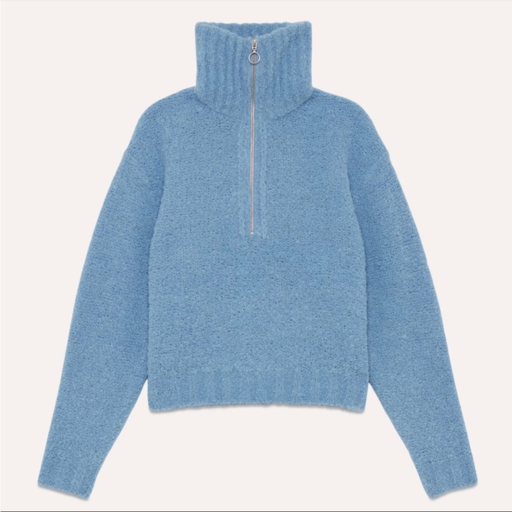 Wilfred Aritzia Cropped Gwyneth Sweater Alpaca 1/2 Zip - Picture 7 of 12